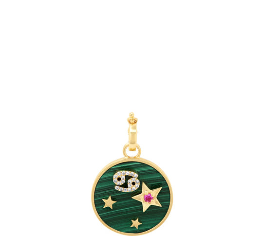 Small Malachite Zodiac Necklace Pendant Helena Rose Jewelry   