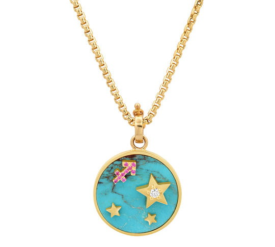 Small Turquoise Zodiac Necklace Pendant Helena Rose Jewelry Sagittarius - Adventurous and Optimistic  
