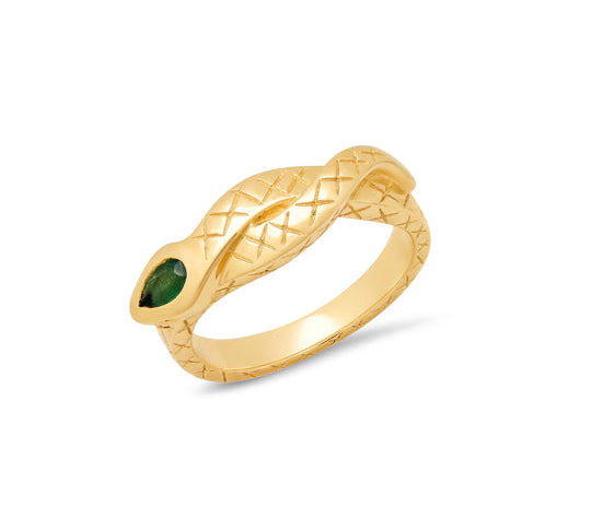 Sophia Serpent Ring with Emerald Band Ring Helena Rose Jewelry   