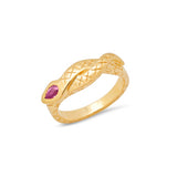 Sophia Serpent Ring with Pink Tourmaline Band Ring Helena Rose Jewelry   