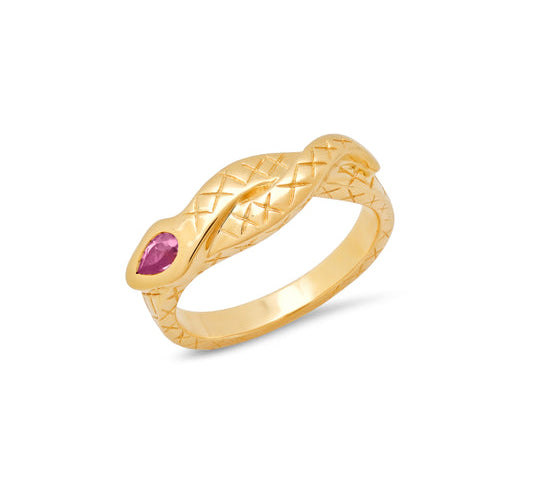Sophia Serpent Ring with Pink Tourmaline Band Ring Helena Rose Jewelry   