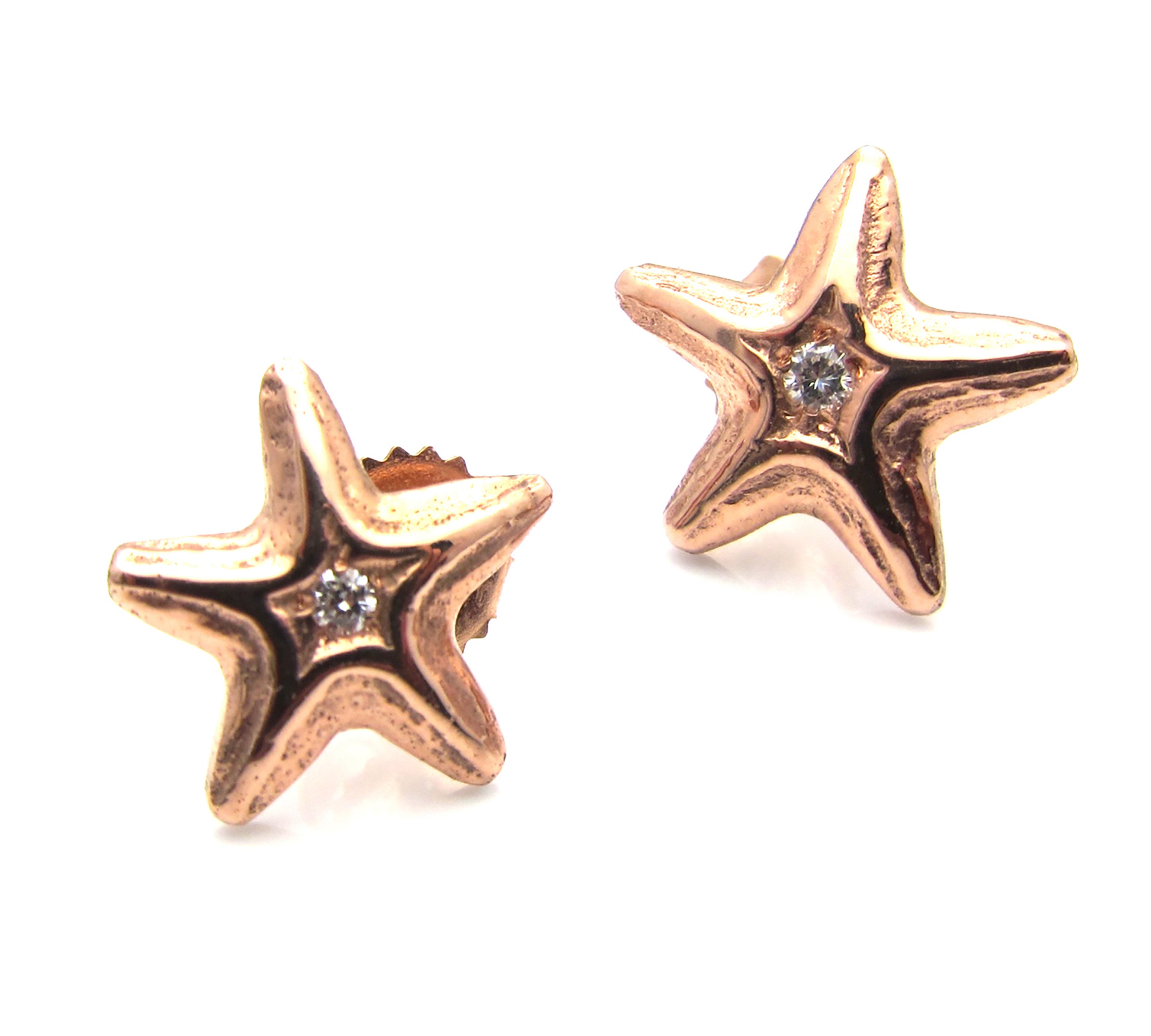 Starfish Studs with Diamond Centers Stud Earrings Yakira Rona