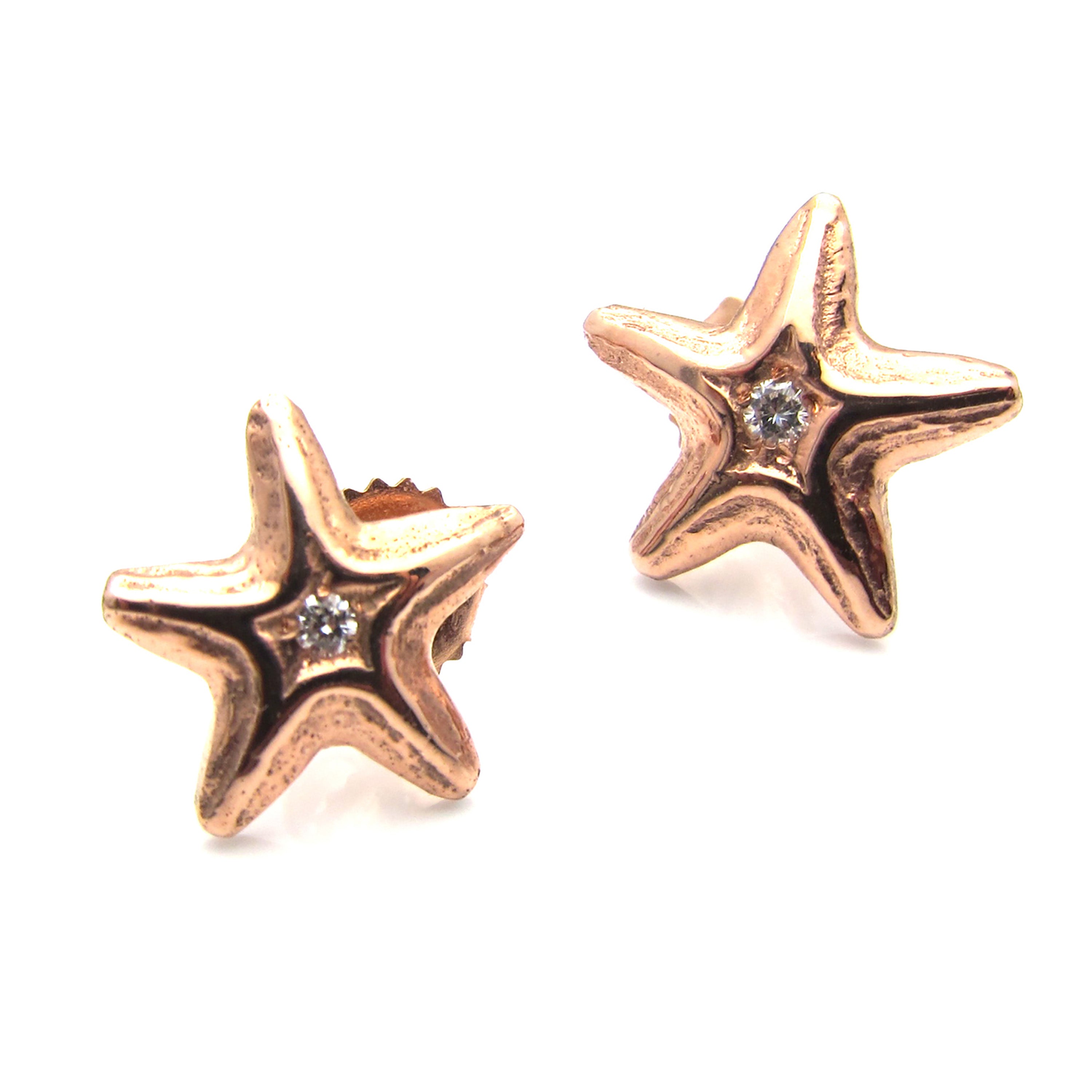 Starfish Studs with Diamond Centers Stud Earrings Yakira Rona