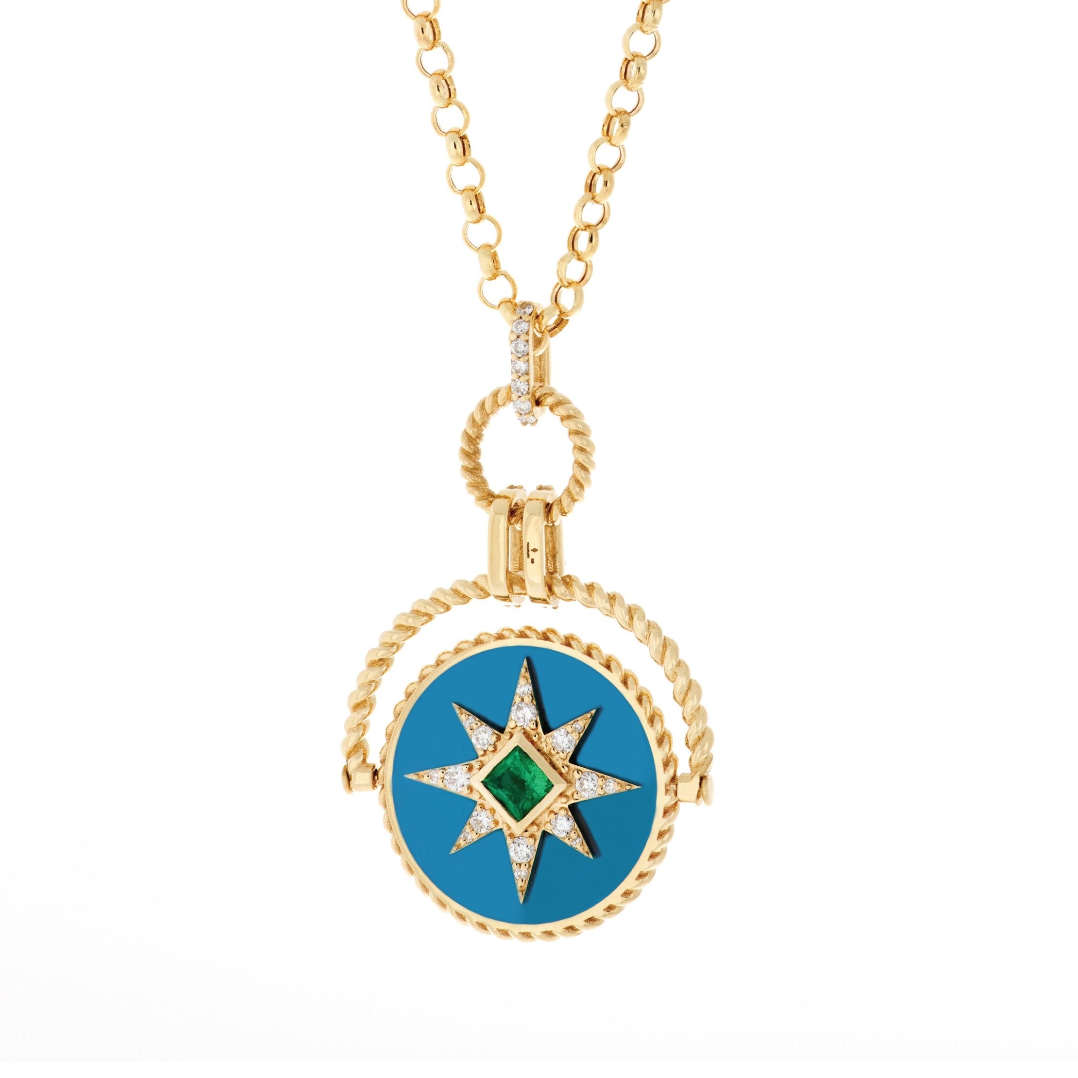 Double-Sided Hand of Fatima Star Necklace Pendant Falamank   