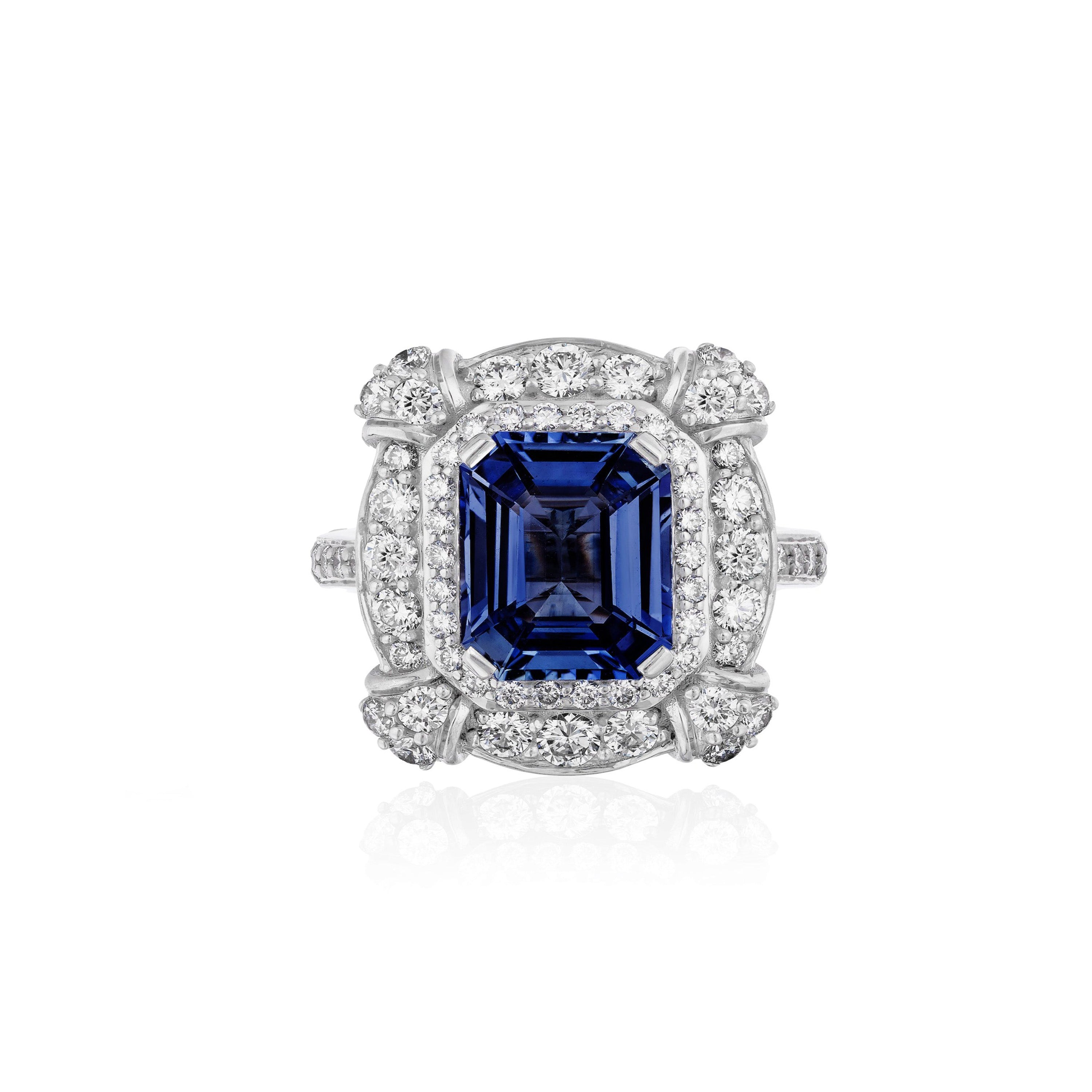 Tanzanite Diamond Web Ring Cocktail Ring Goshwara