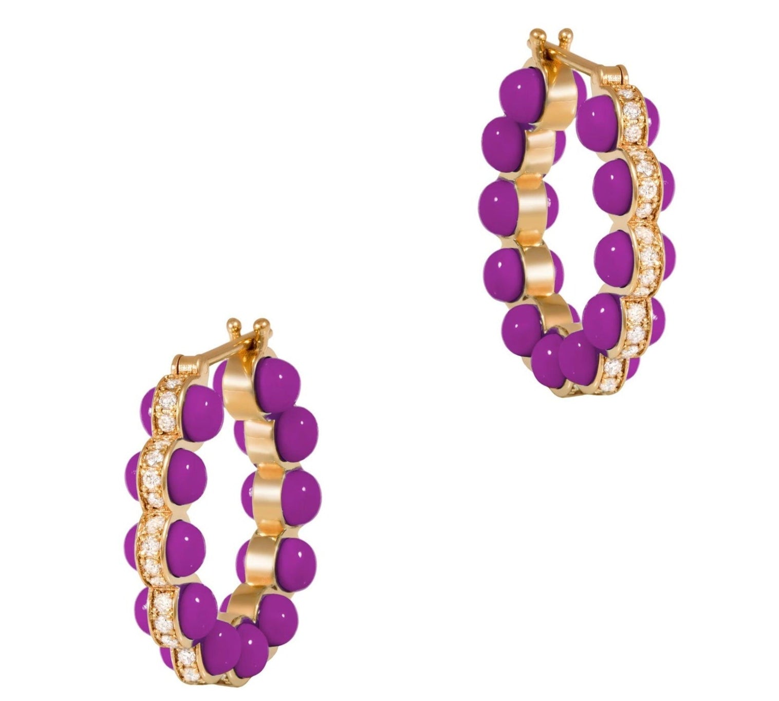 Purple Atom Earrings, Size Three Hoops Earrings Latelier Nawbar   