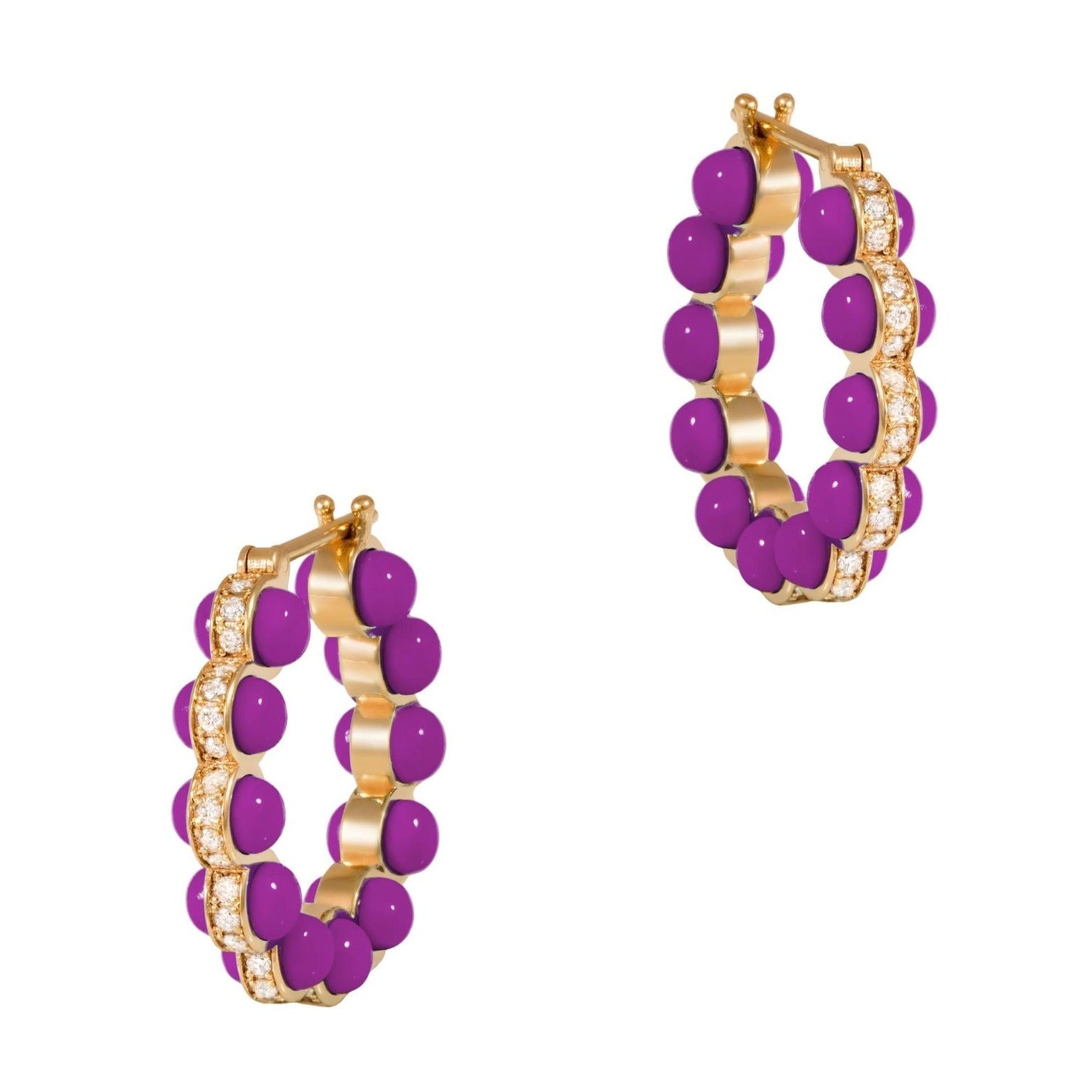 Purple Atom Earrings, Size Three Hoops Earrings Latelier Nawbar   