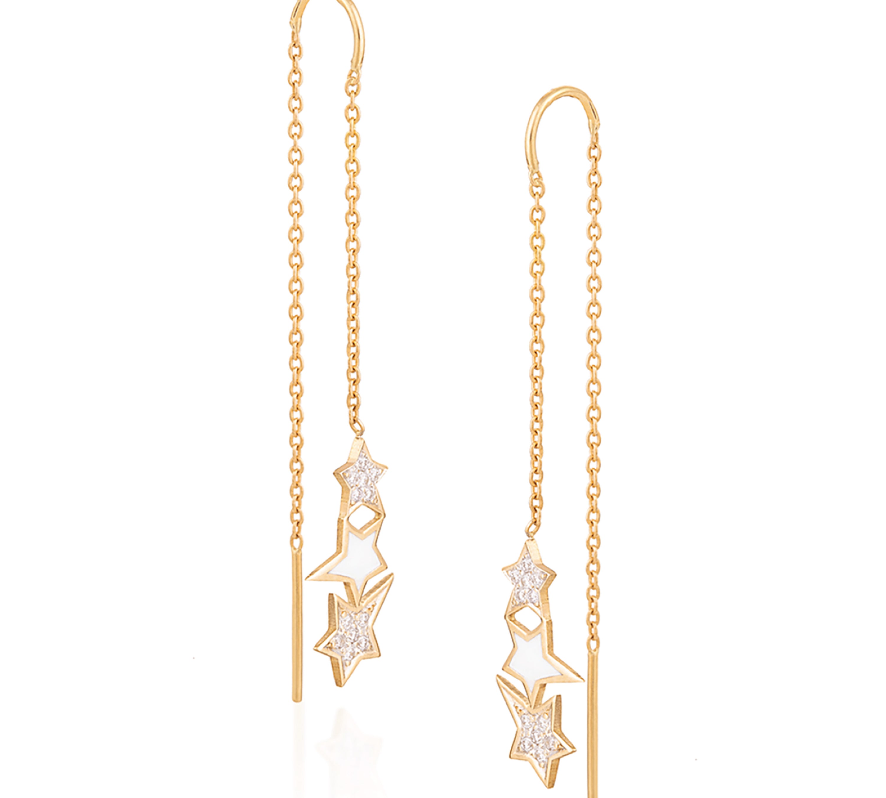 Stars and Diamond Threader Earrings Earrings Falamank   