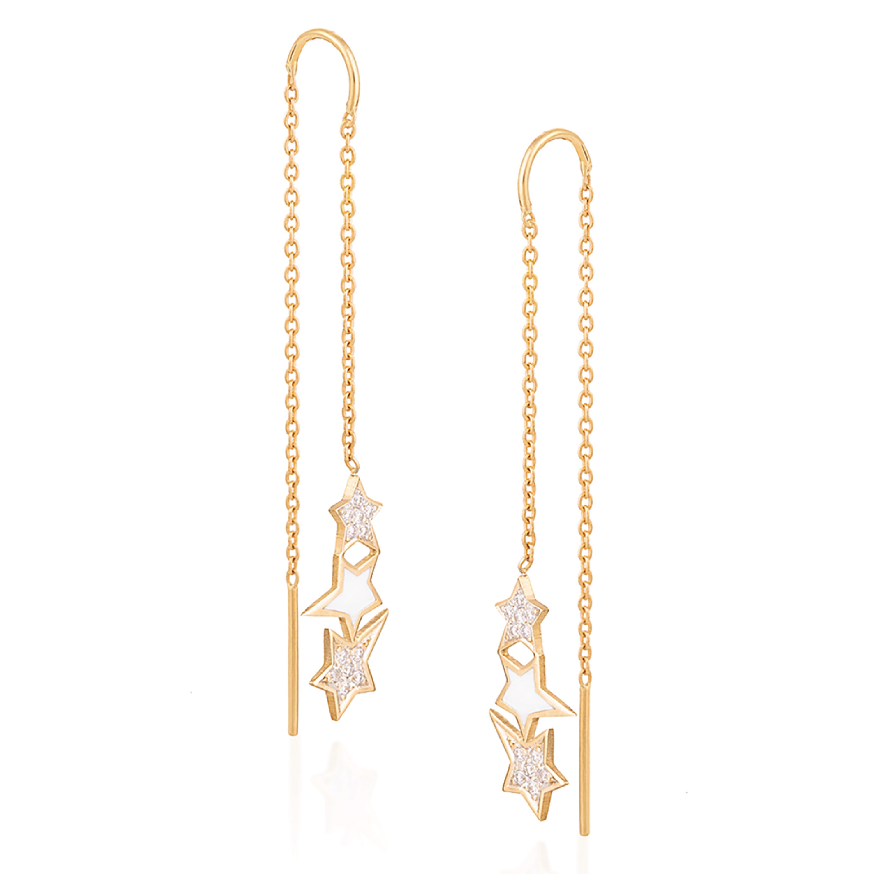 Stars and Diamond Threader Earrings Drop Earrings Falamank