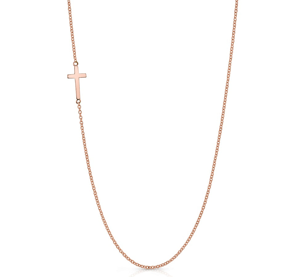 Mini Cross Necklace Necklace Roseark Sideways Cross Rose Gold