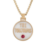 Toi Toujours Pendant in White Onyx and Pink Tourmaline Pendant Helena Rose Jewelry 18" Chain  