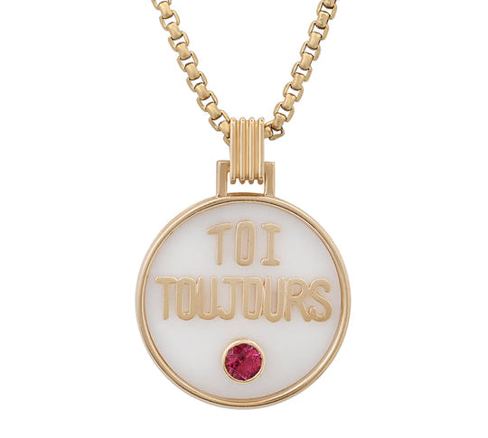 Toi Toujours Pendant in White Onyx and Pink Tourmaline Pendant Helena Rose Jewelry 18" Chain  
