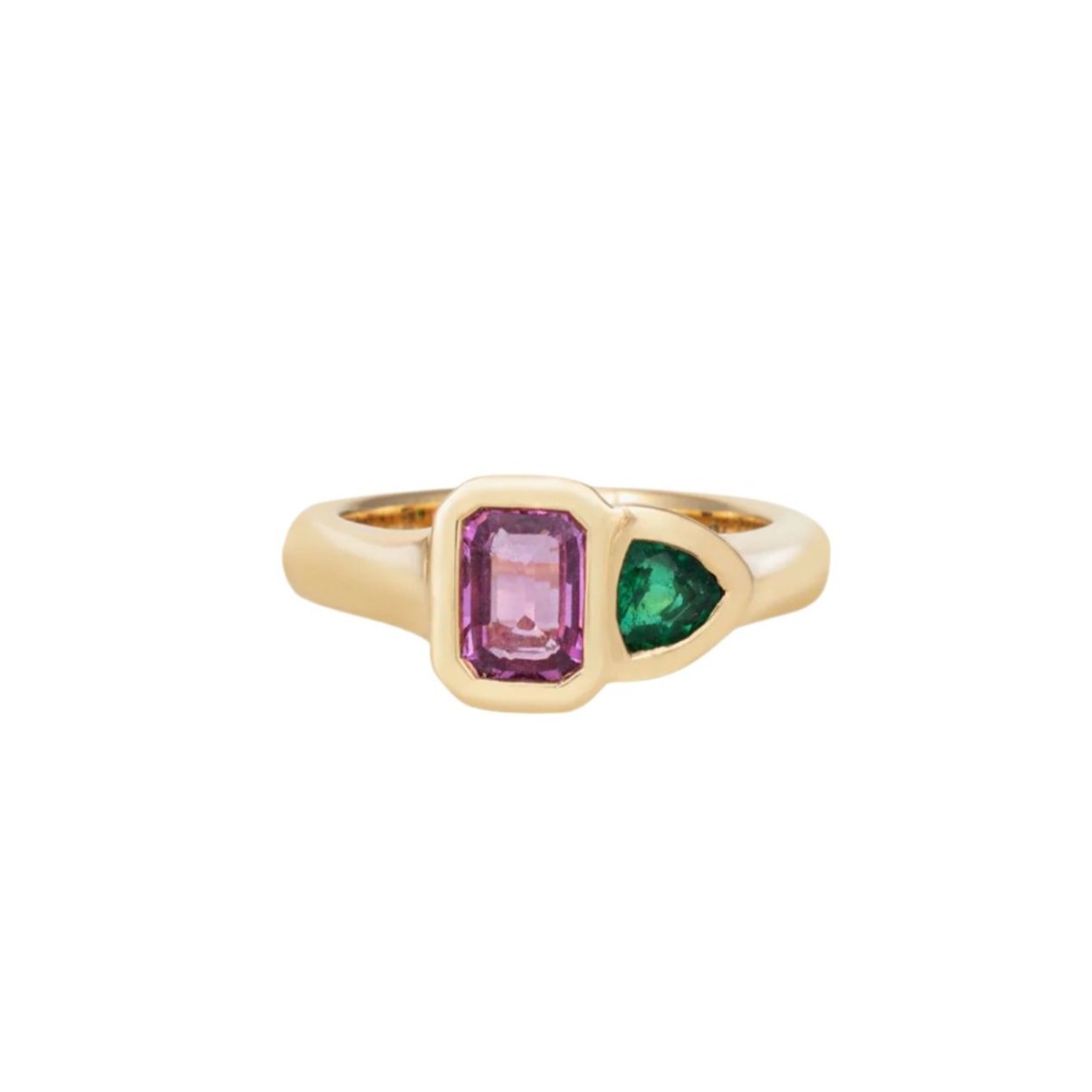 Sapphire Emerald Trillion Diptych Ring Rings Kathryn Bentley 6  