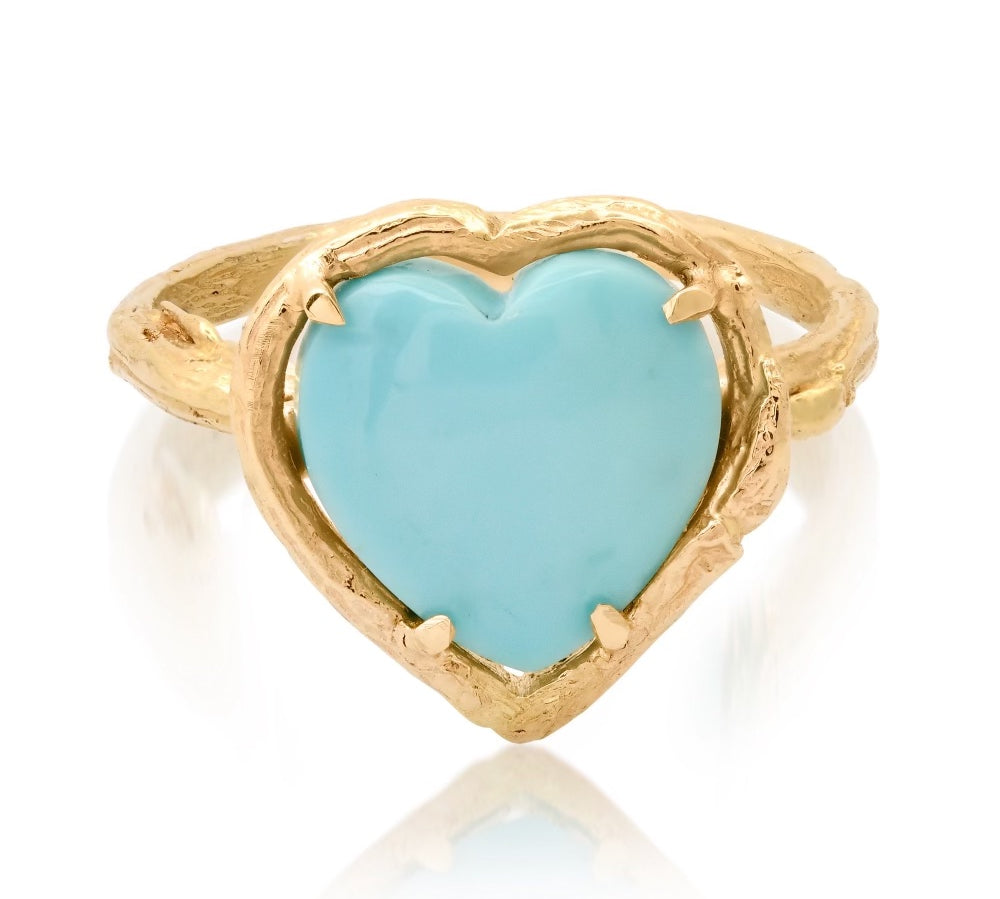 Turquoise Heart Ring Cocktail Elisabeth Bell Jewelry 6  