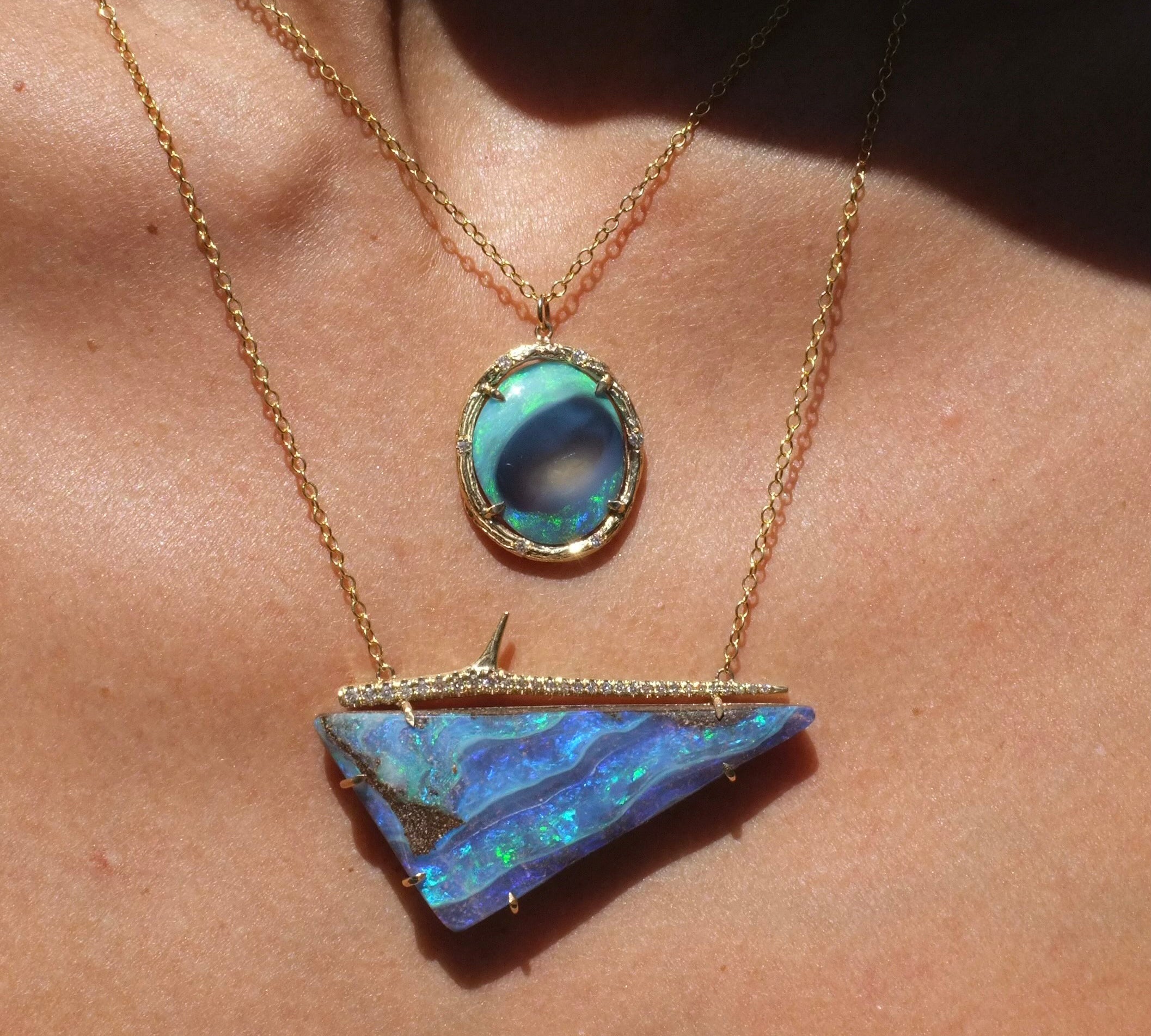 Tidal Opal Thorn Necklace Pendant Elisabeth Bell Jewelry   