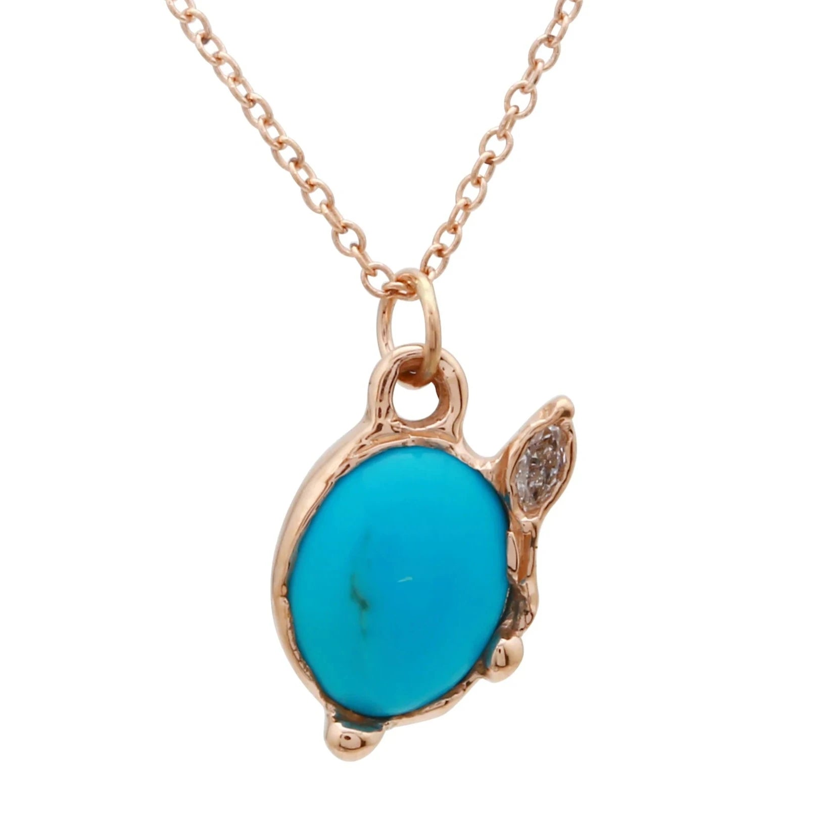 Oval Marquise Leaf Necklace, Turquoise Pendant Jaine K Designs   