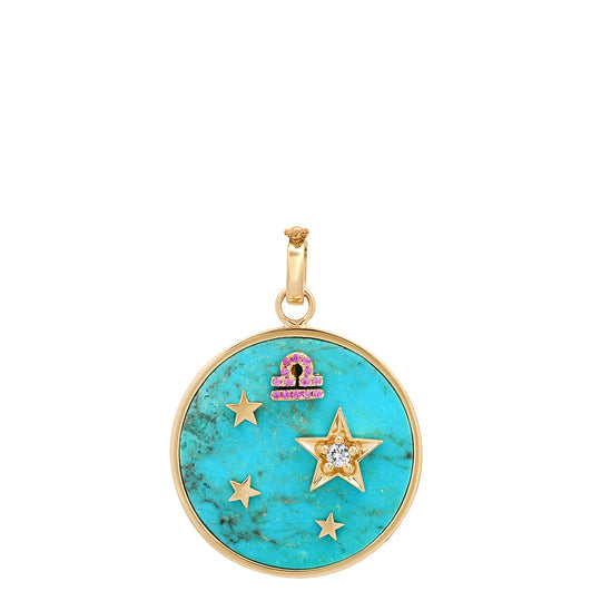 Large Turquoise Zodiac Necklace Pendant Helena Rose Jewelry No Chain  