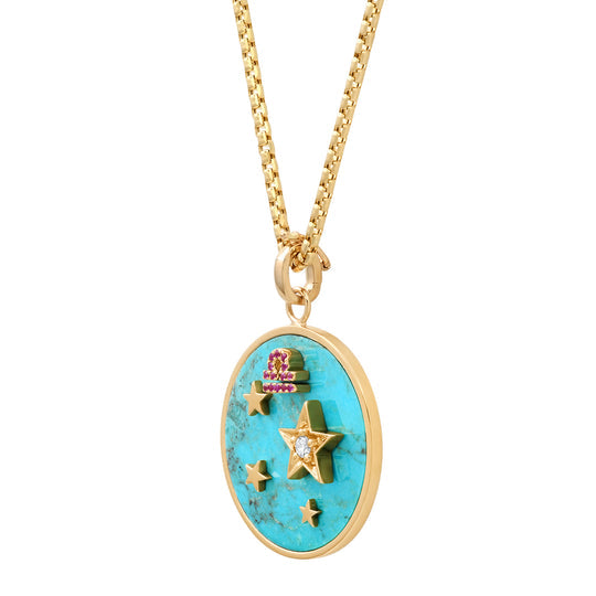 Large Turquoise Zodiac Necklace Pendant Helena Rose Jewelry   