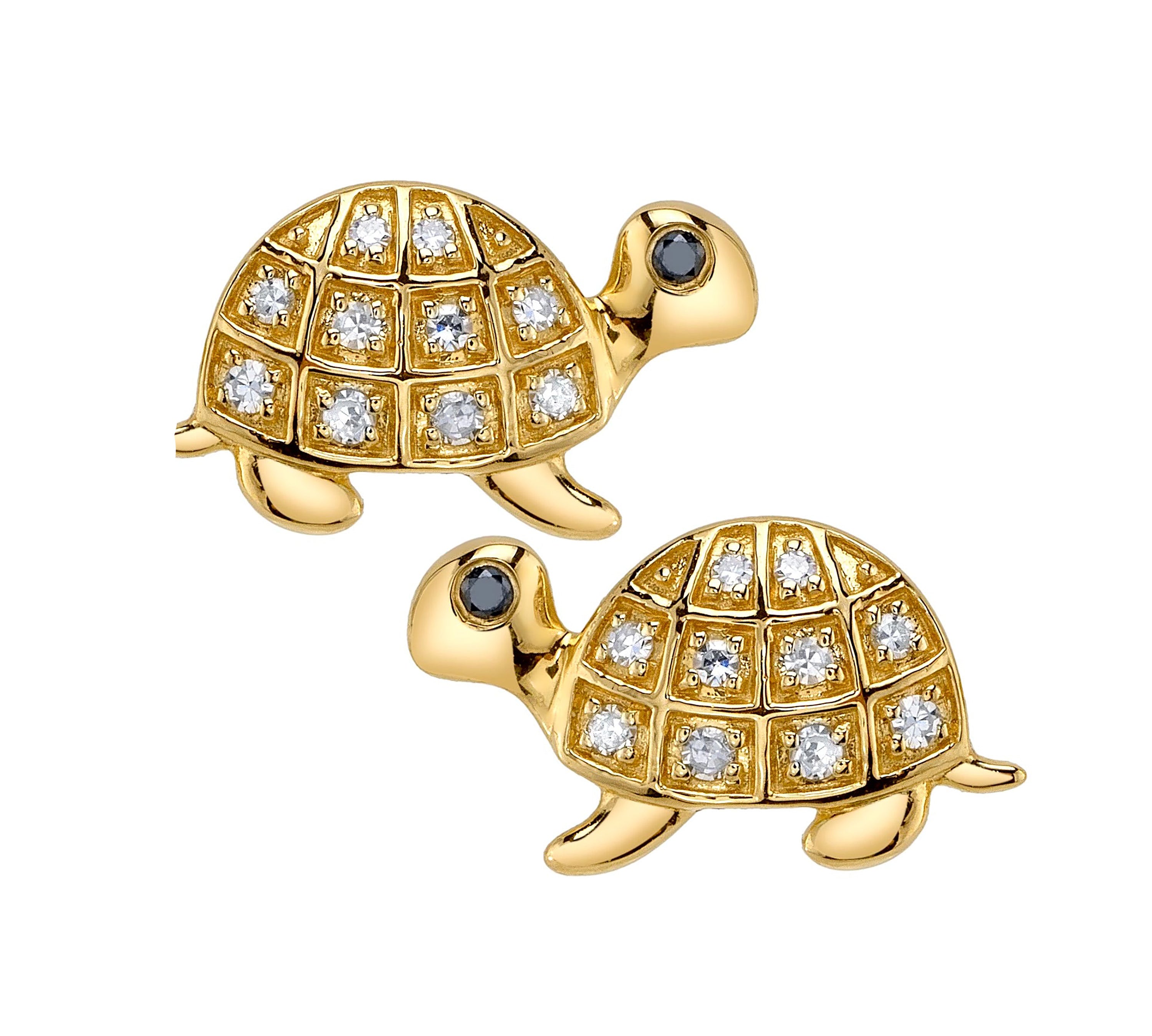 Diamond Turtle Stud Stud Earrings Roseark Deux Pair  