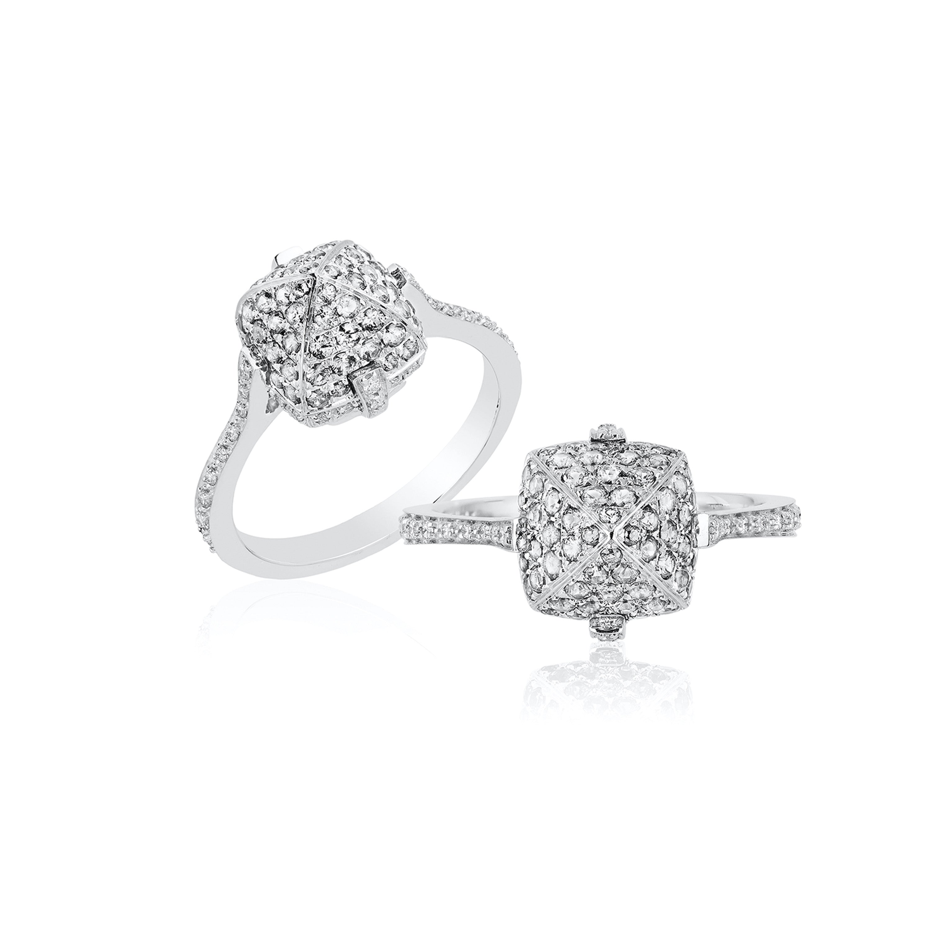 Pave Diamond Sugarloaf Diamond Ring Cocktail Goshwara   