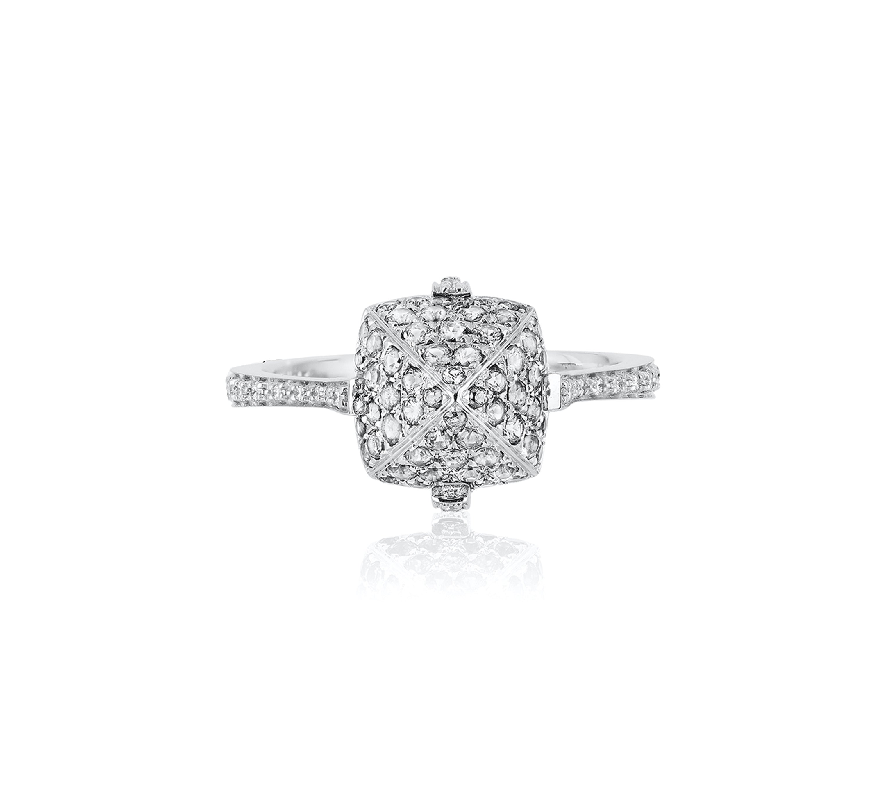 Pave Diamond Sugarloaf Diamond Ring Cocktail Goshwara White Gold 6 