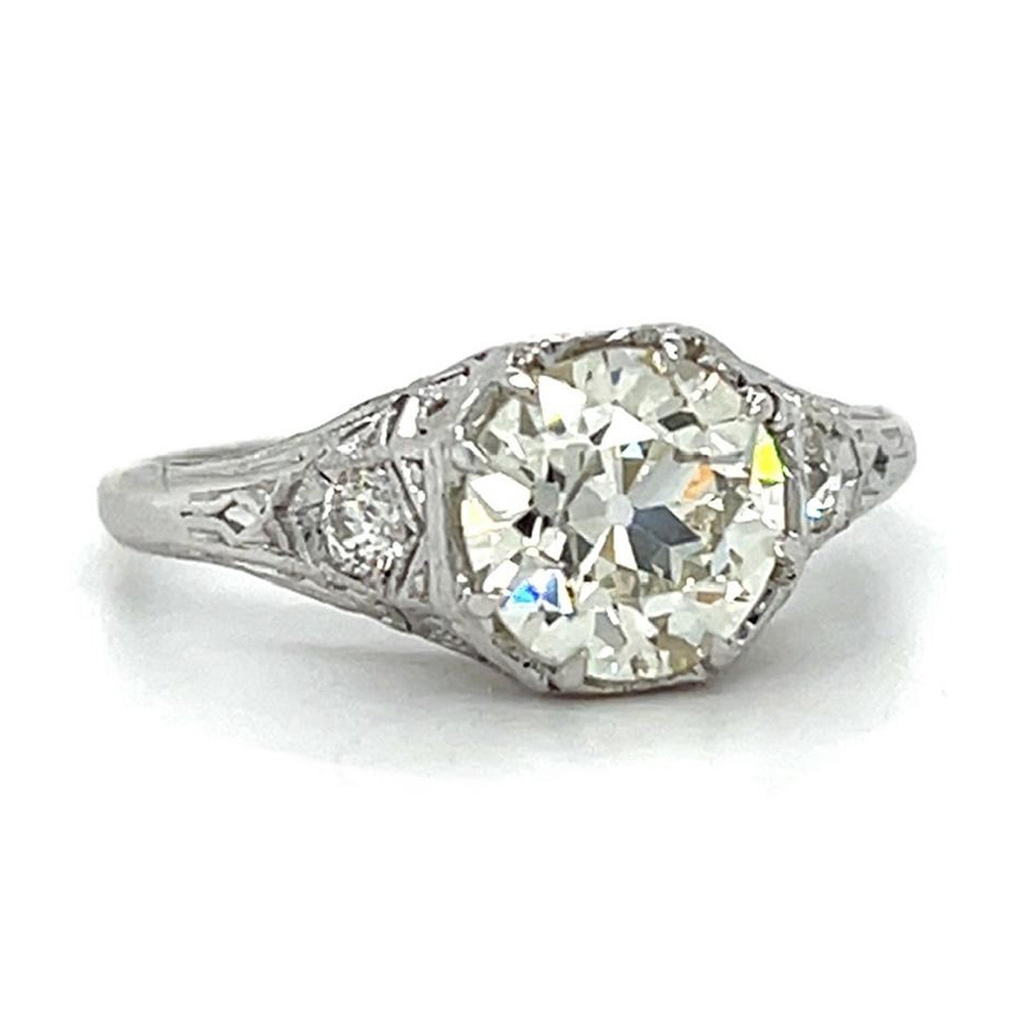 Old Euro Diamond Platinum Ring Cocktail Ring Roseark Vintage