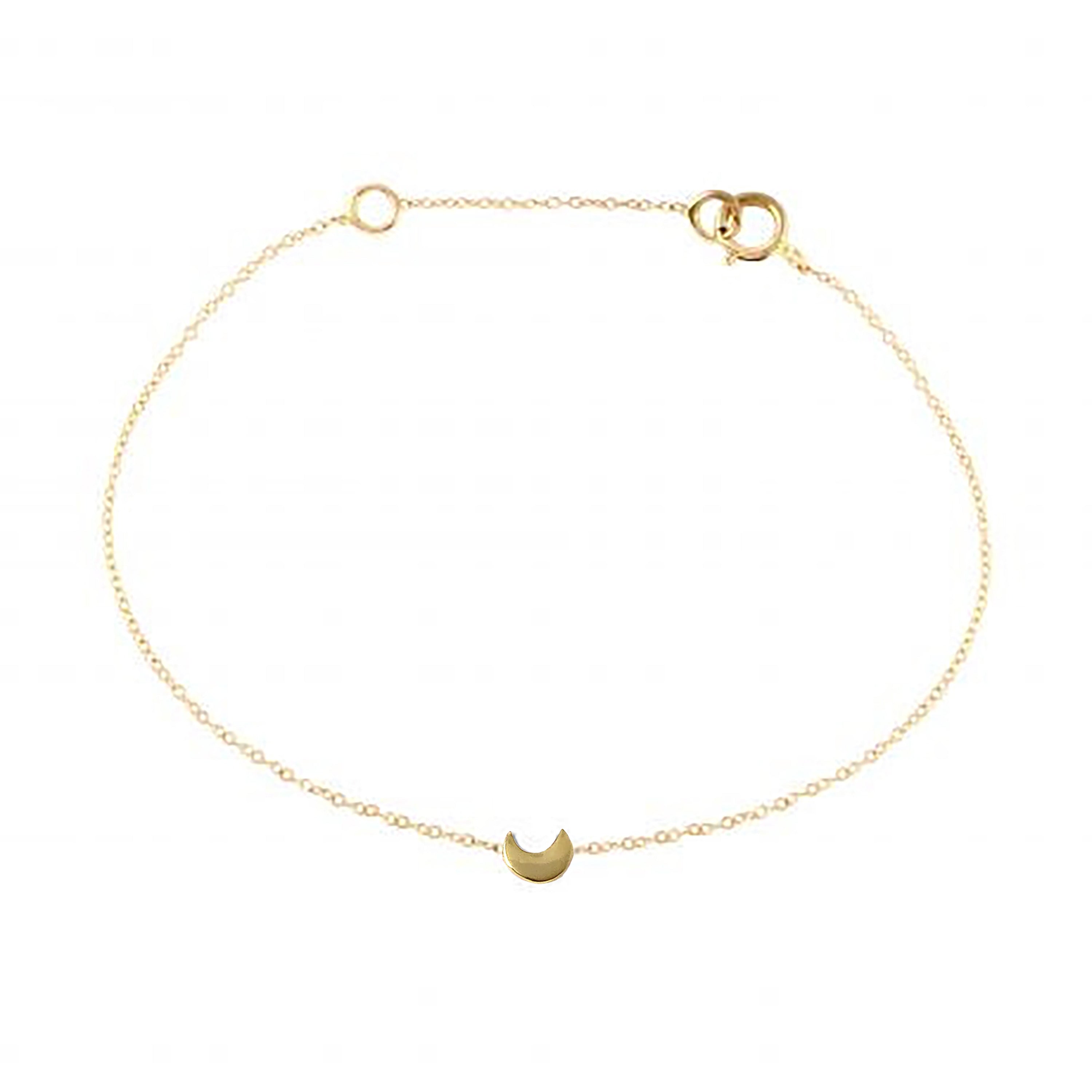 Crescent Moon Bracelet Chain Bracelet Jaine K Designs YG Yellow Gold Moon