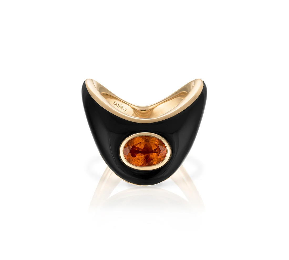 Big Zaha Onyx with Citrine Center Statement Ring Zahn-Z
