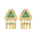 Diamond and Emerald Pyramid Earrings Earrings Sale   