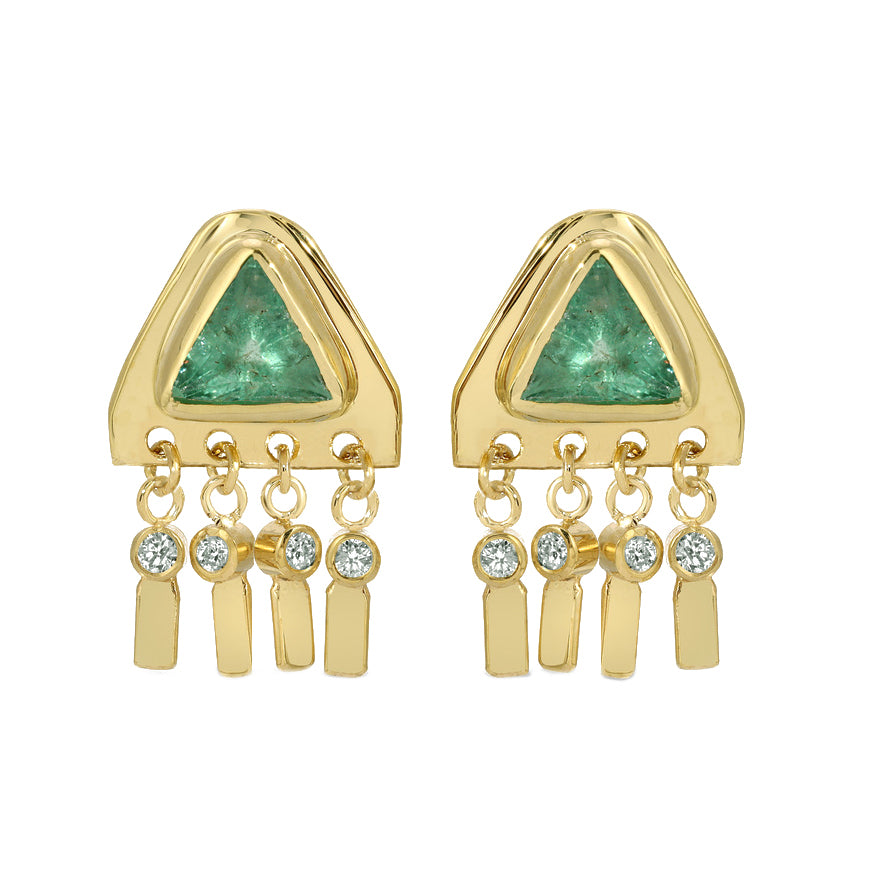 Diamond and Emerald Pyramid Earrings Earrings Christina Magdolna Jewelry   