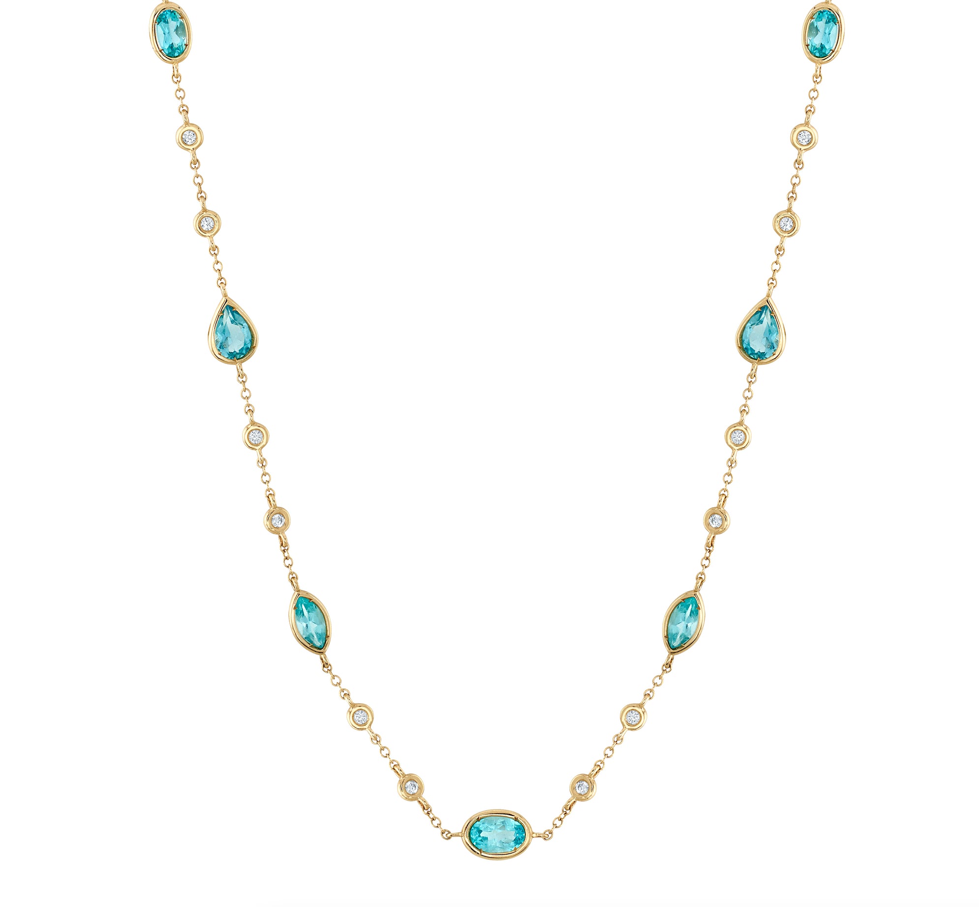 Blue Topaz and Diamond Train Necklace Pendant Sale   