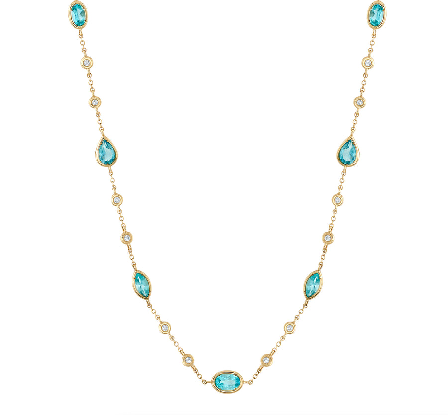 Blue Topaz and Diamond Train Necklace Pendant Roseark Deux   