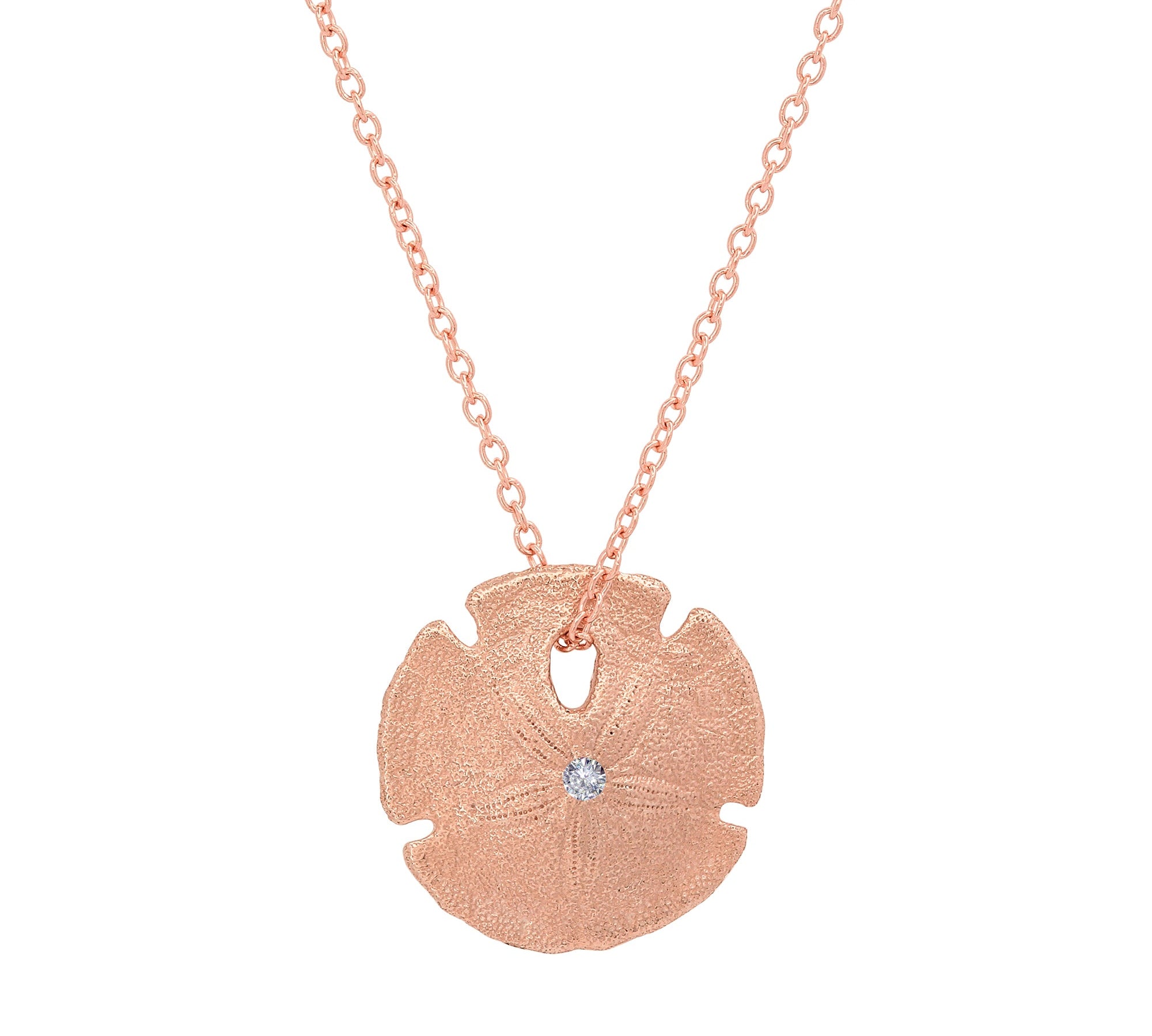 Small Sand Dollar Necklace Pendant Elisabeth Bell Jewelry Rose Gold  