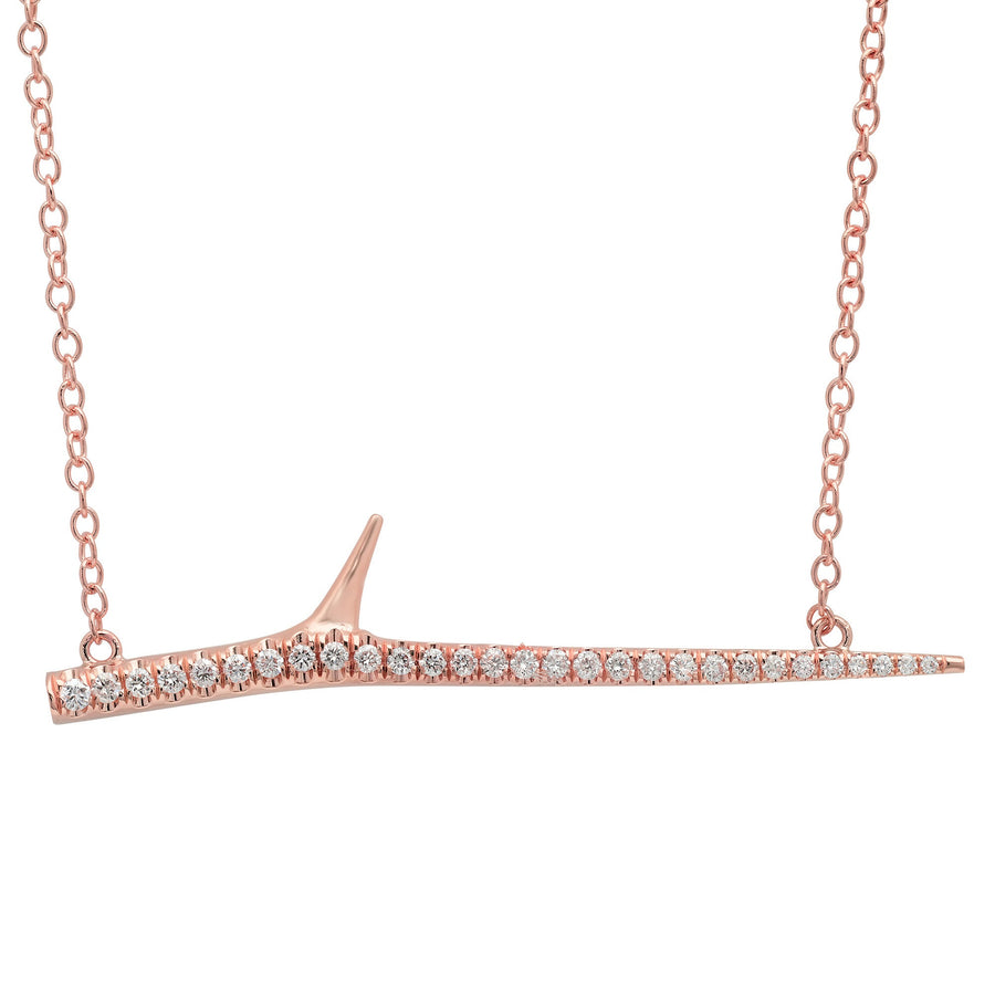 Diamond Horizontal Thorn Necklace Collar Elisabeth Bell Jewelry Rose Gold  