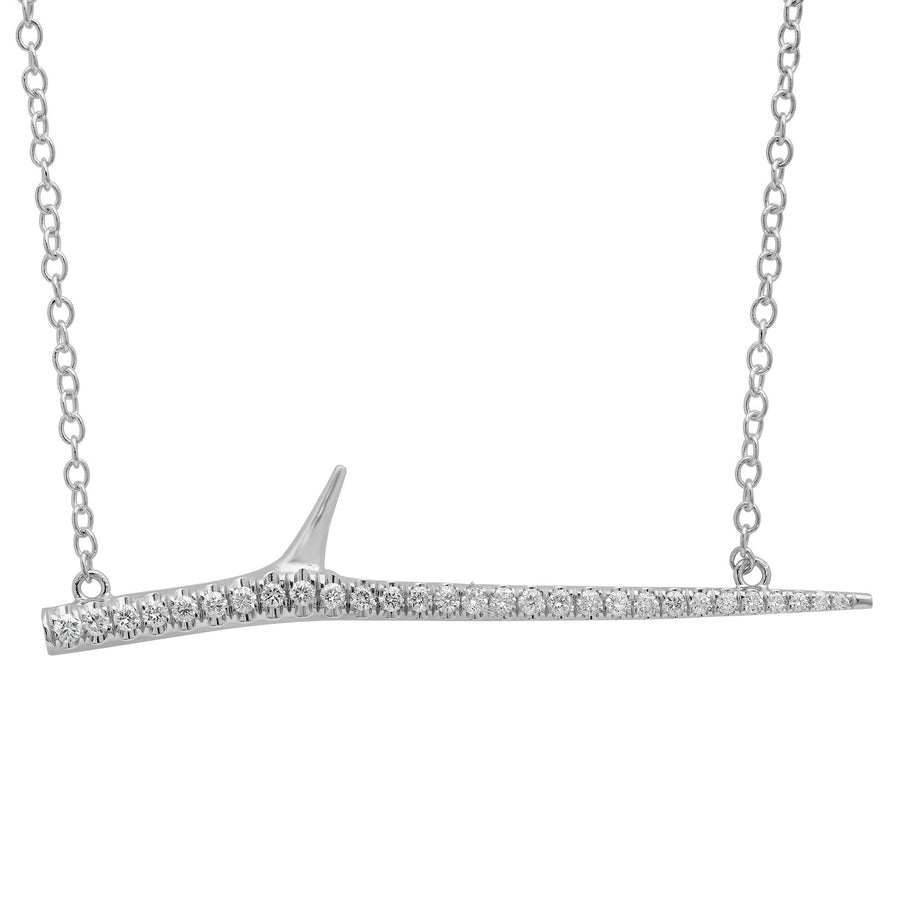 Diamond Horizontal Thorn Necklace Collar Elisabeth Bell Jewelry White Gold  
