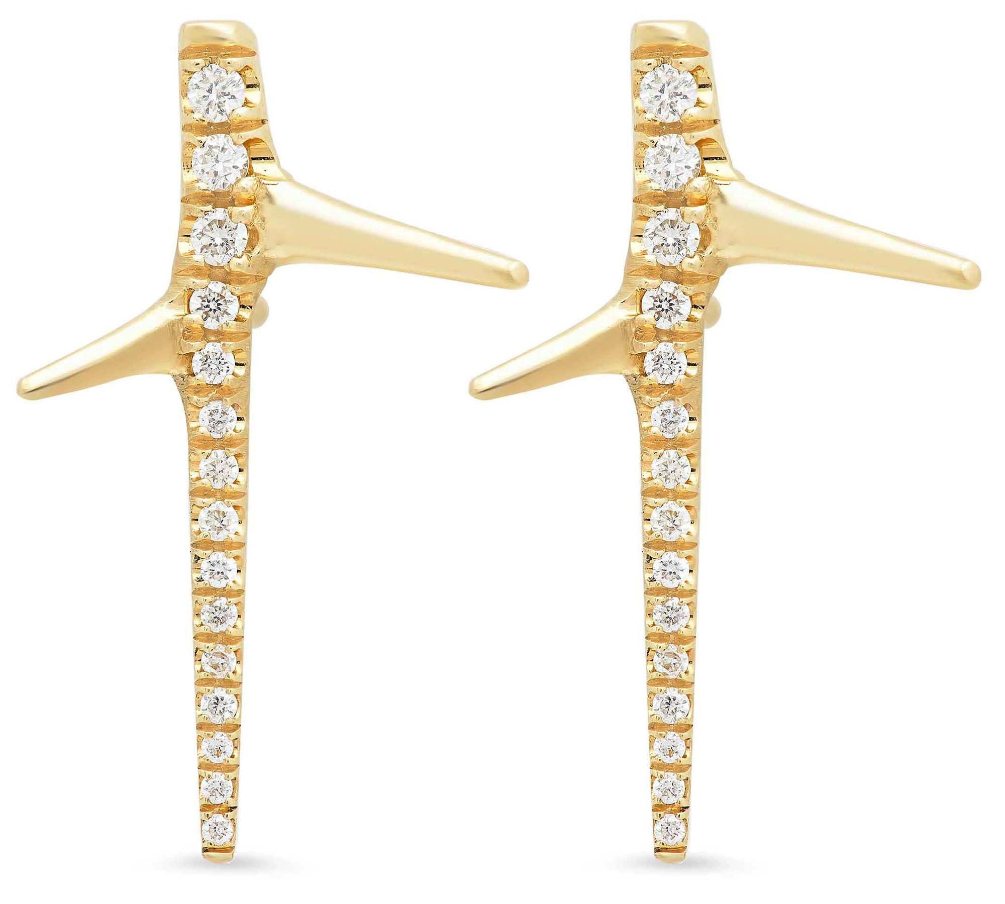 Thorn Studs Stud Earrings Elisabeth Bell Jewelry Yellow Gold with Diamonds  