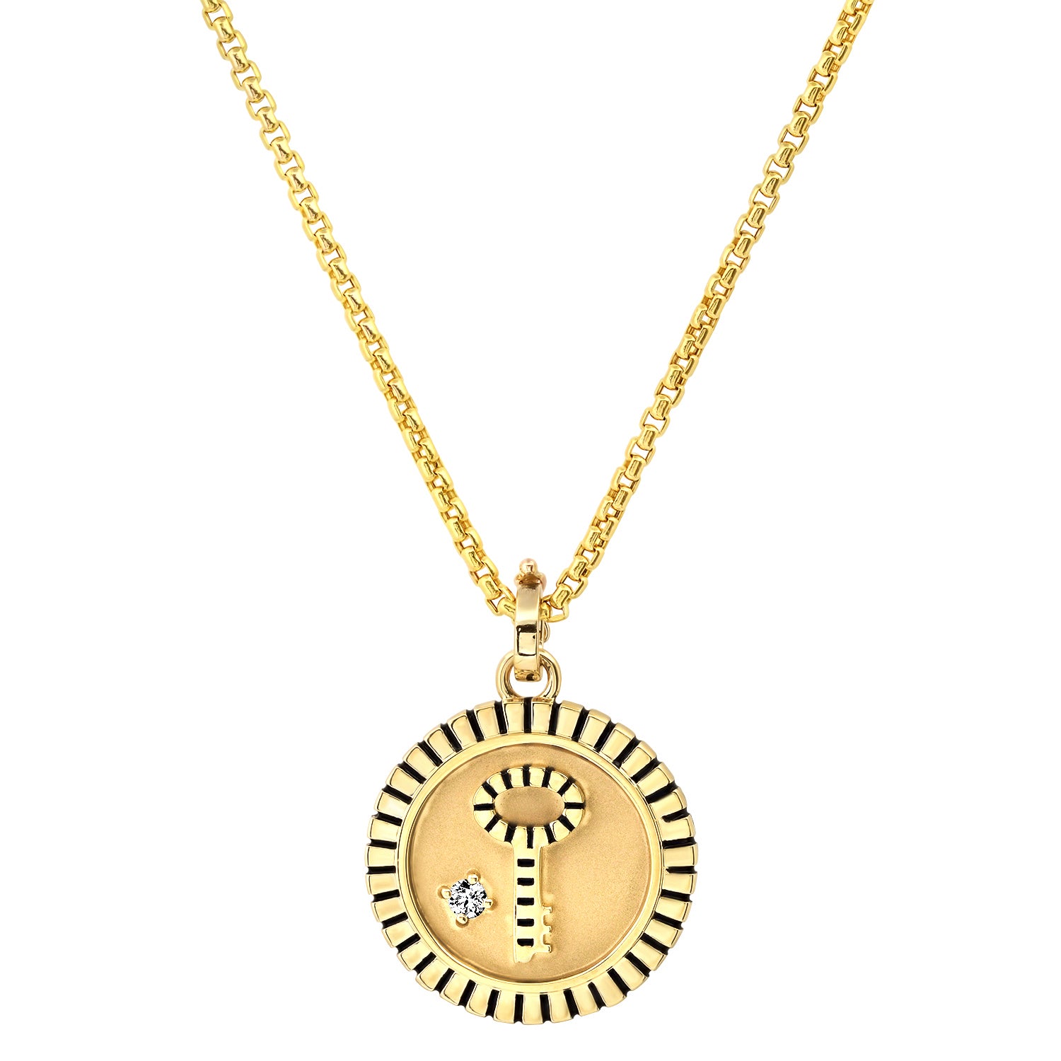 Key Gold Pendant Necklace Pendant Helena Rose Jewelry 16" Chain  