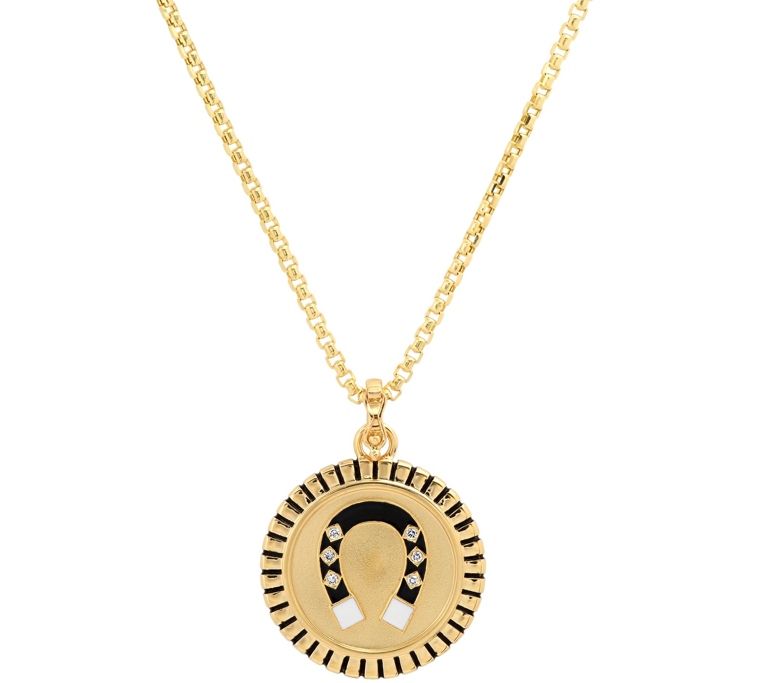 Horseshoe Gold Pendant Necklace Pendant Helena Rose Jewelry 16" Chain  