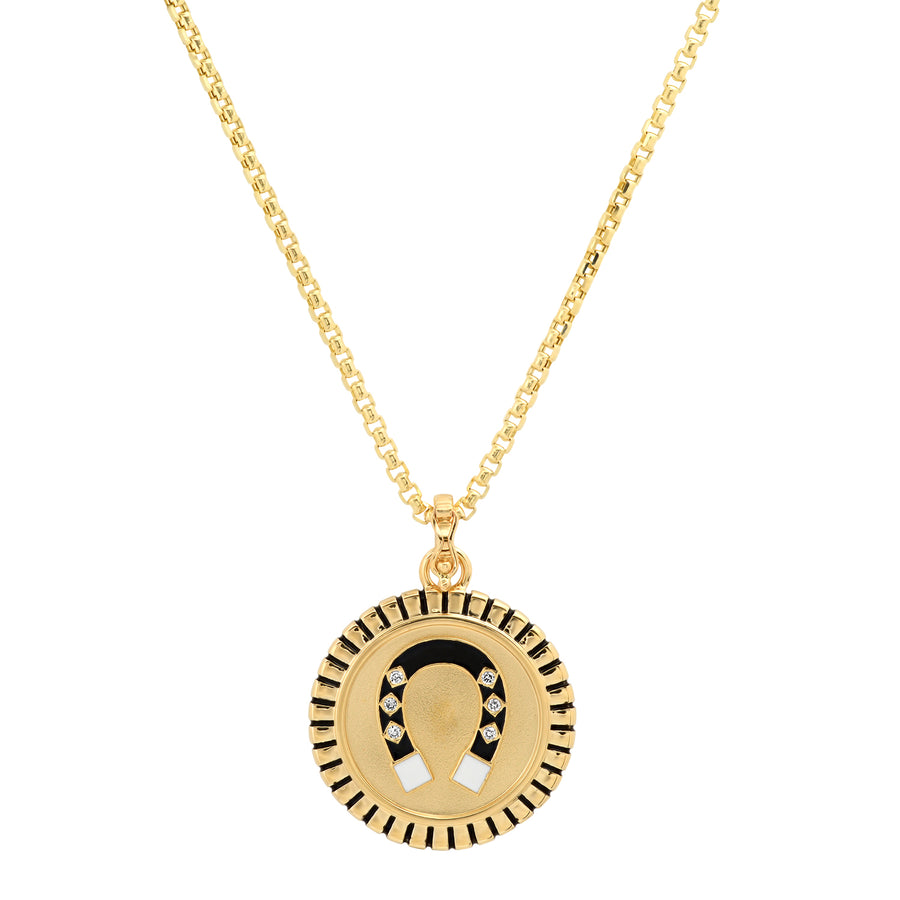 Horseshoe Gold Pendant Necklace Pendant Helena Rose Jewelry 16" Chain  