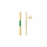 Gold Stix Earrings with Emerald Baguettes Studs Tracee Nichols Middle Emerald Stones  
