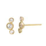 Curved Three Diamond Stud Earring Stud Earrings Jaine K Designs Yellow Gold  