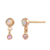 Opal Dangle Stud Stud Jaine K Designs White Opal/Pink Sapphire  
