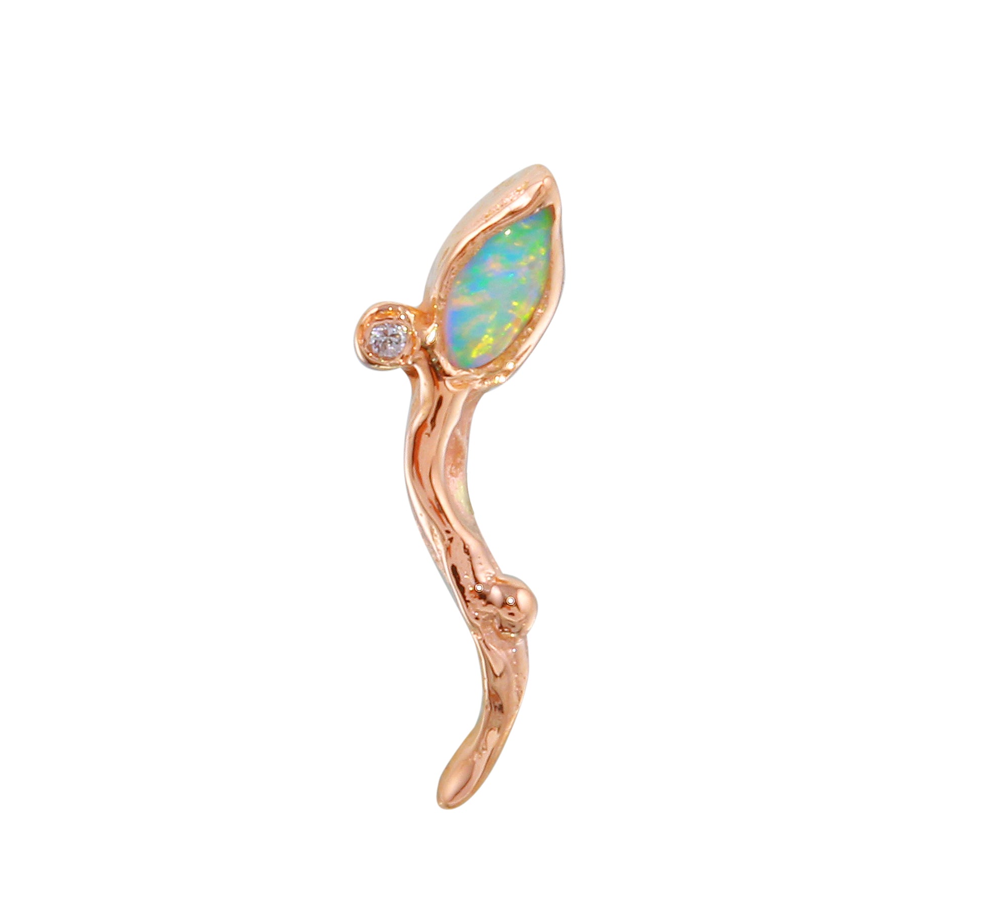 Single Leaf Stud Stud Earrings Jaine K Designs Opal  
