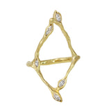 14k Yellow Gold Kite 5 Diamond Marquise Ring Statement Jaine K Designs   