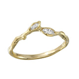 Double Diamond Leaf Ring Band Jaine K Designs Yellow Gold  