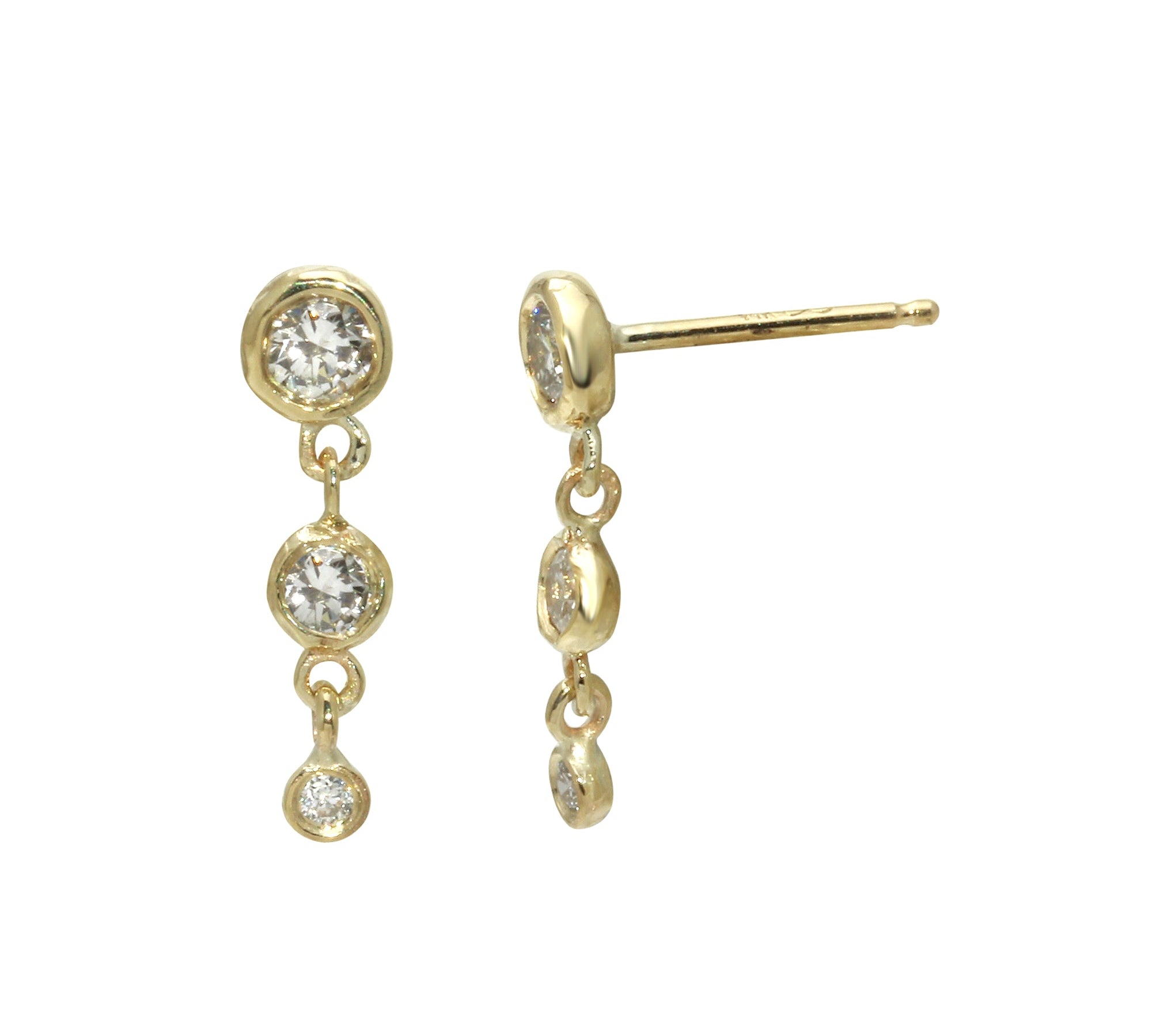 Triple Dangle Earring, Diamond Drop Earrings Jaine K Designs   
