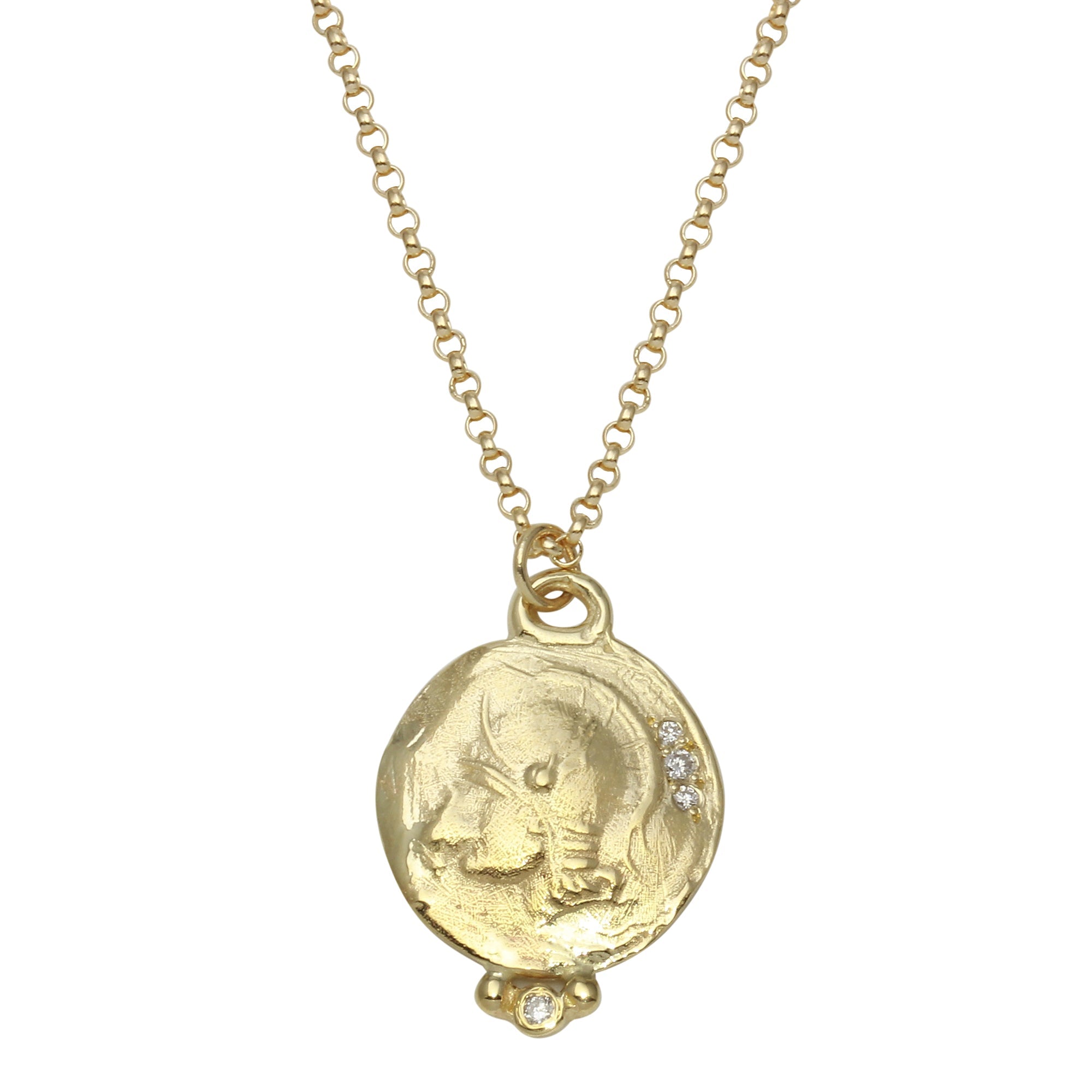 14k Yellow Gold Warrior Coin Necklace Pendant Jaine K Designs   