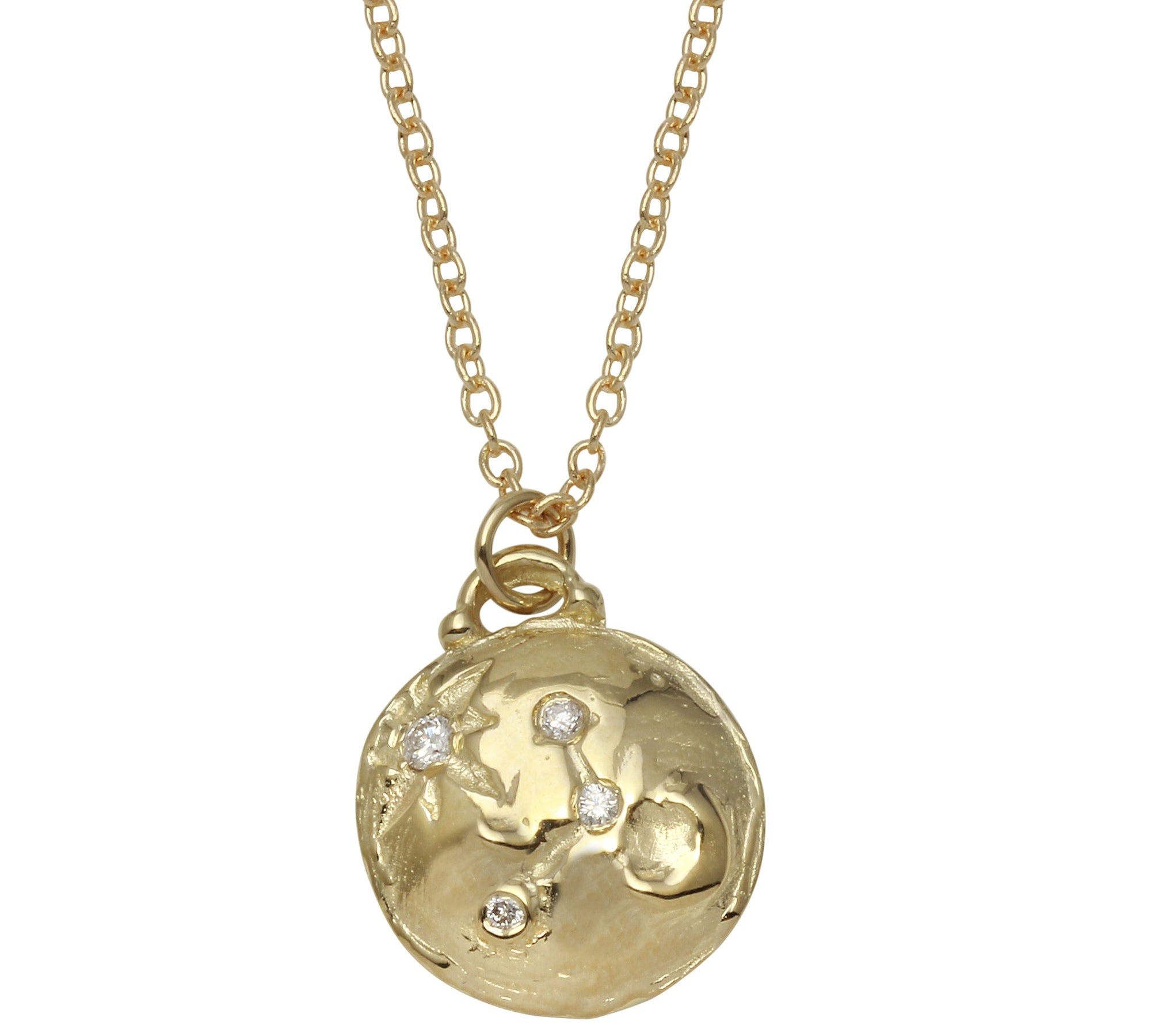 14k Yellow Gold Moon & Star Constellation Coin Necklace Pendant Jaine K Designs   