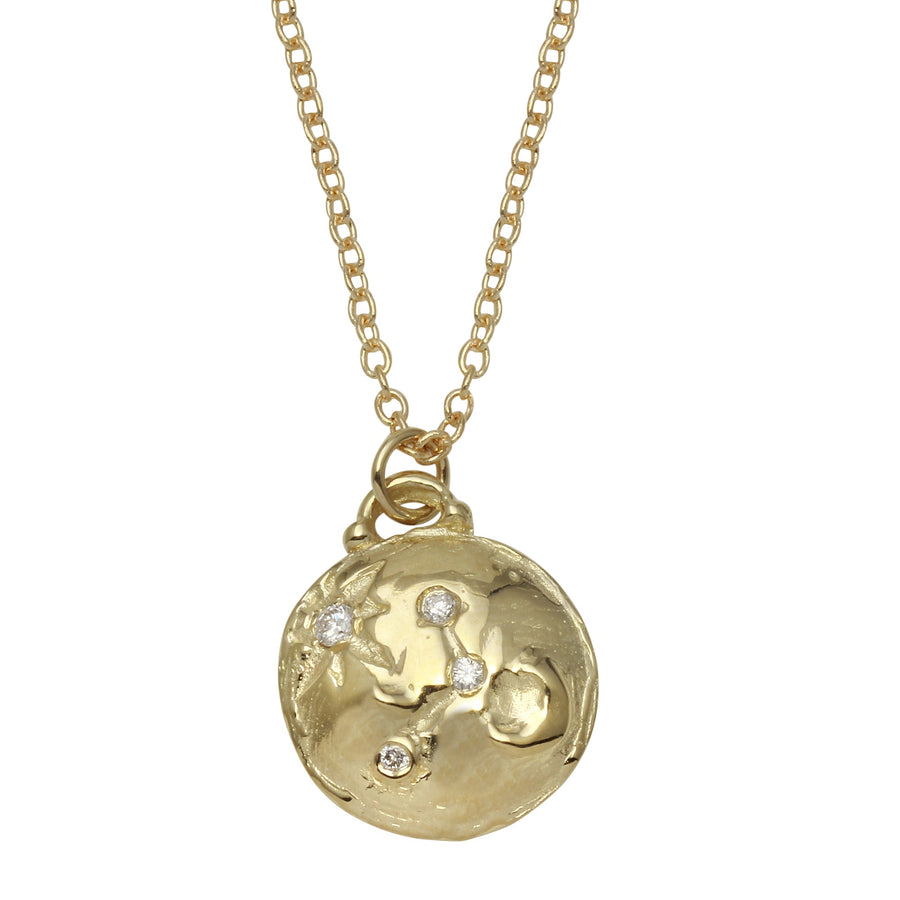 14k Yellow Gold Moon & Star Constellation Coin Necklace Pendant Jaine K Designs   