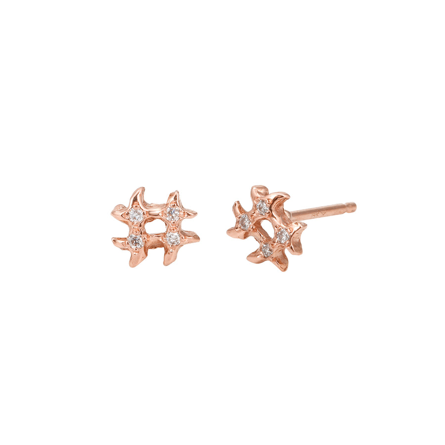 Pave Diamond Hashtag Stud, Rose Gold Stud Jaine K Designs   